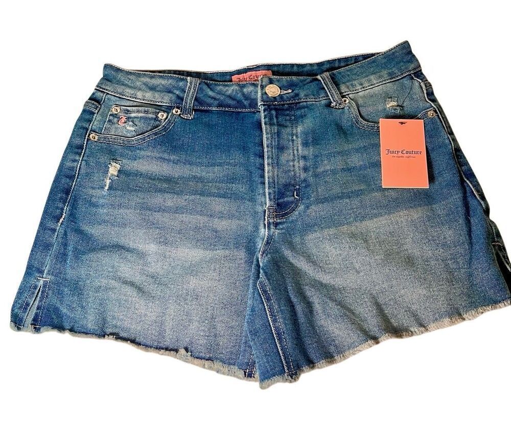 Juicy Western Short With Juicy in Pink Script Across Backside Medium Wash 8 NWT - Picture 3 of 16